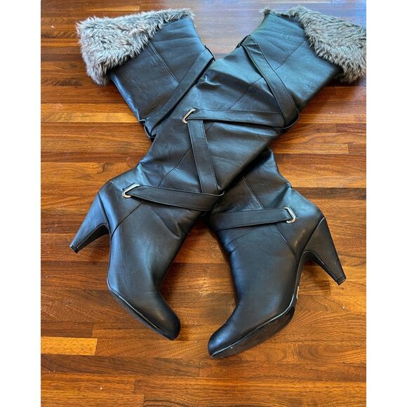Bakers Babs Black Thigh High Boots Size 8.5M - Picture 2 of 10